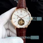 Buy Online Copy IWC Schaffhausen Portofino White Dial Brown Leather Strap Watch